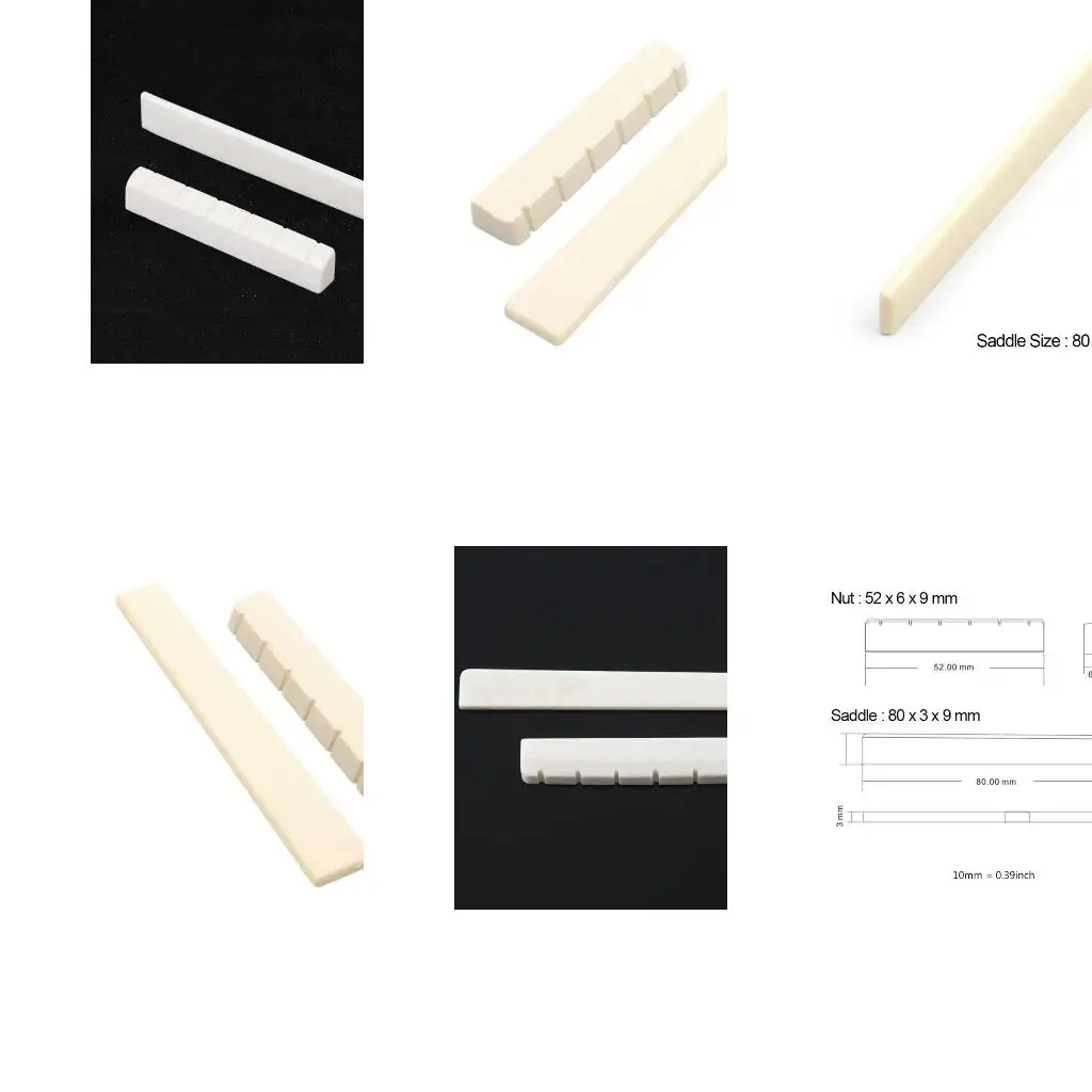 Q39E 2Pcs/pack Modern and Vintage Electric Guitar 6 String Nut Saddle Cattle Bone Slotted for   Replacements