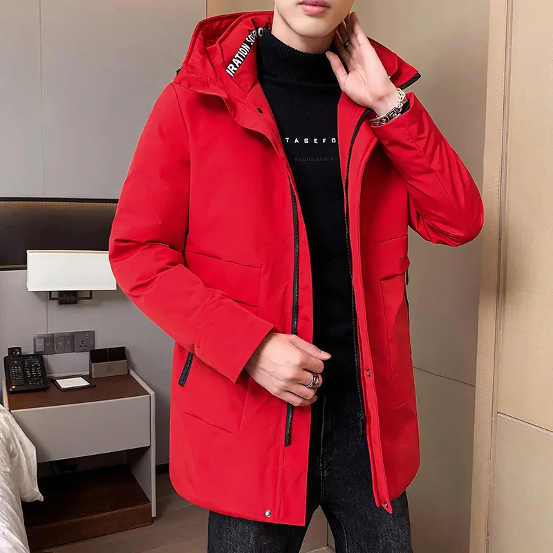 

Outdoor Cold-proof Casual Down Jacket Fashionable and Trendy Jacket Men Versatile Down Jacket Mid-length Coat for Winter Couples