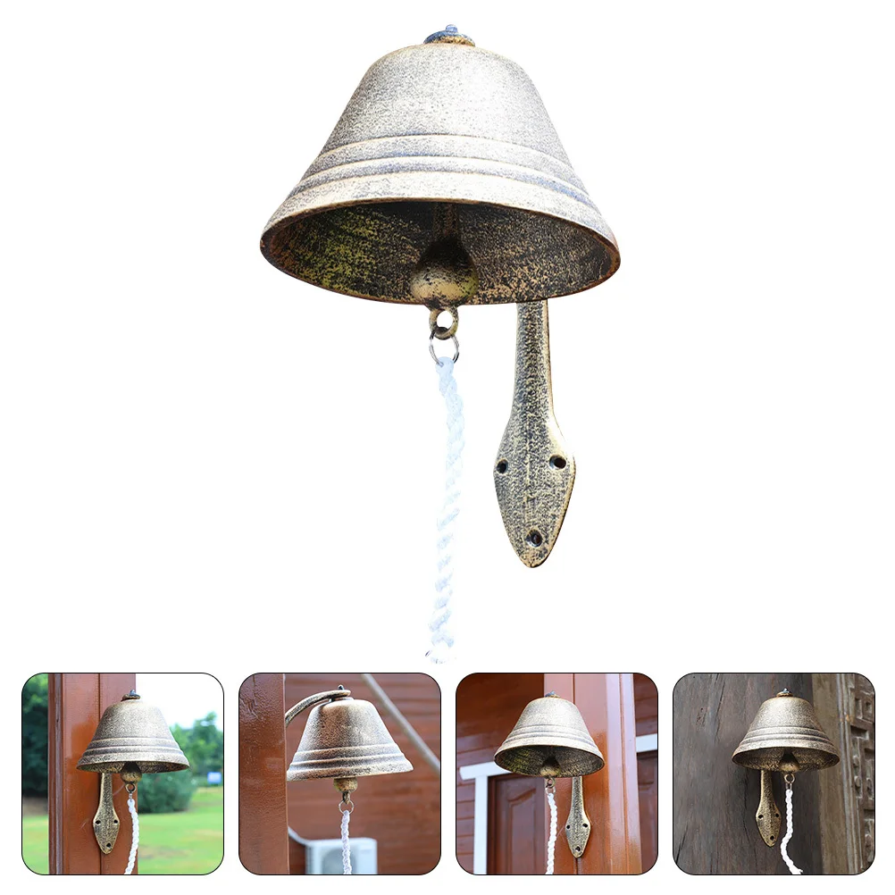 

Vintage Doorbell Pendant Retro Iron Wall Bell Manual Shaking For Garden Home Coffee Shop Outdoor Hanging Decoration