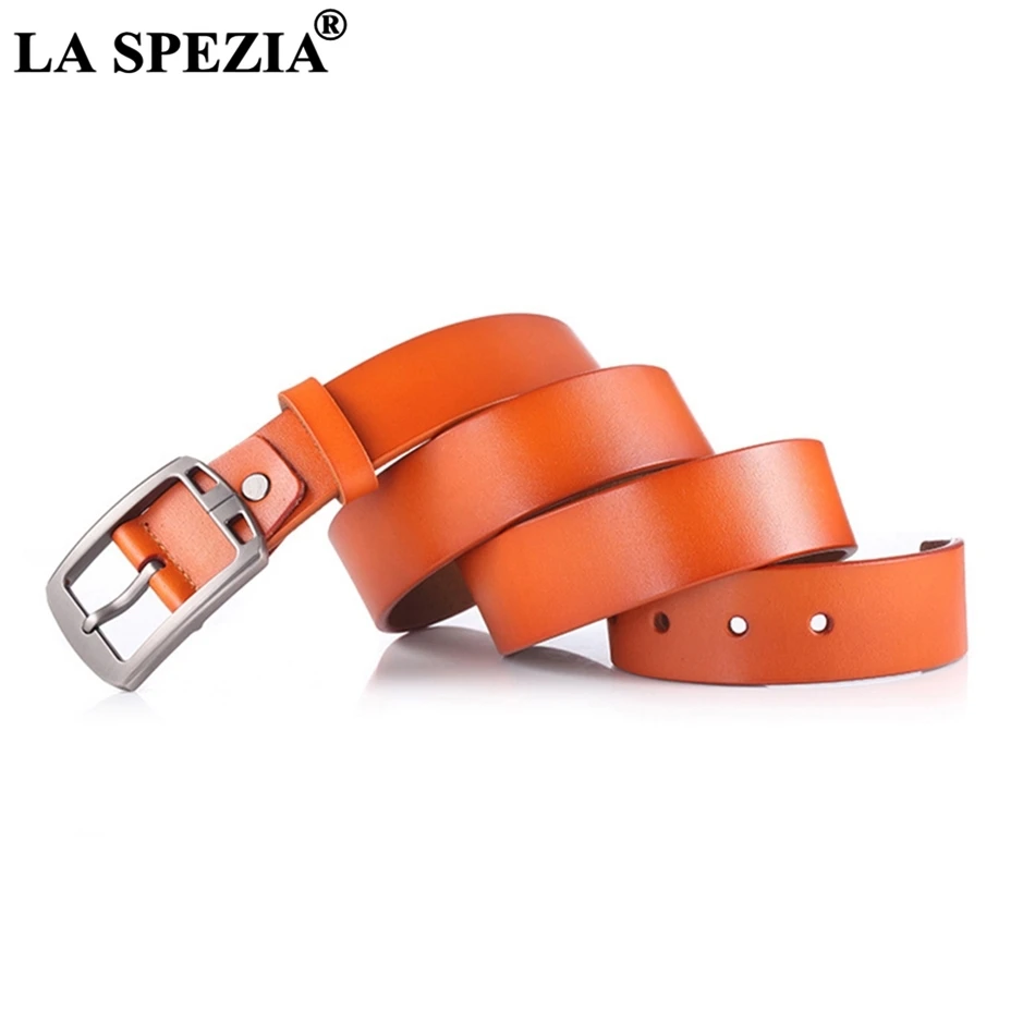 

LA SPEZIA Brand New Men Belt Yellow Brown Genuine Leather Belt Men Pin Buckle High Quality Casual Cowhide Leather Belt Male