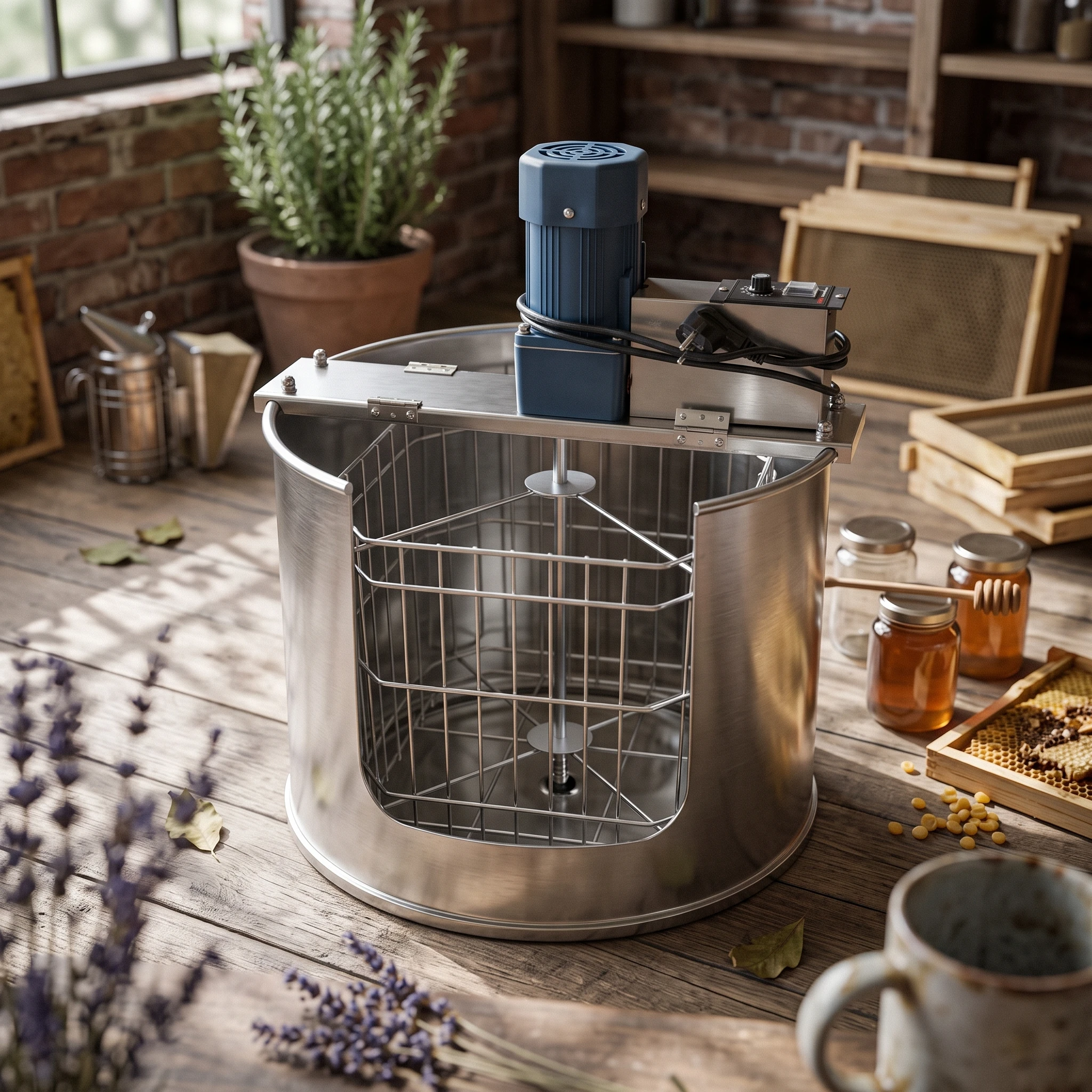 Electric Honey Extractor Efficient Four-Frame Honey Extractor Beekeeping Equipment Time-Saving Upright for Beekeepers, Workshops
