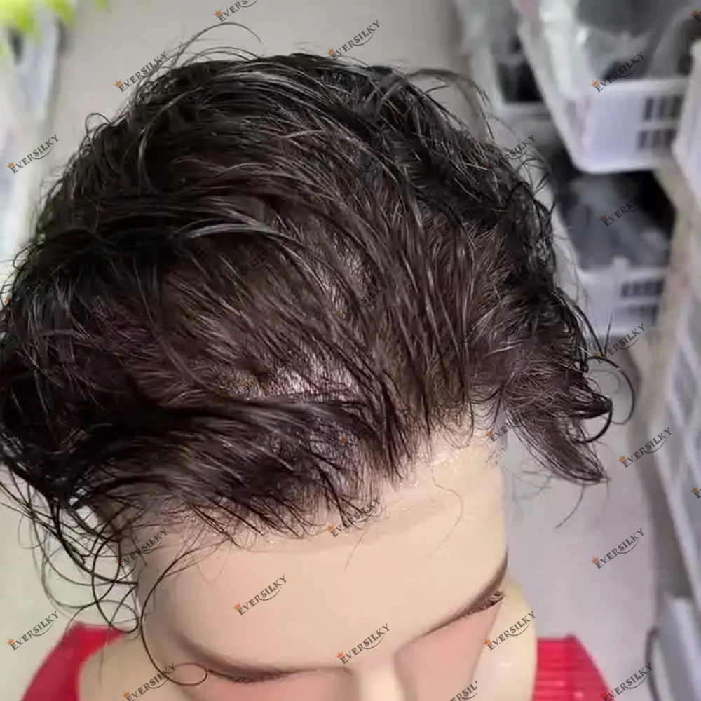 

80-90% плотность волос, супертонкие человеческие волосы из микрокожи, капиллярный протез, мужская замена волос, легкие и мягкие мужские волосы, парики-парики