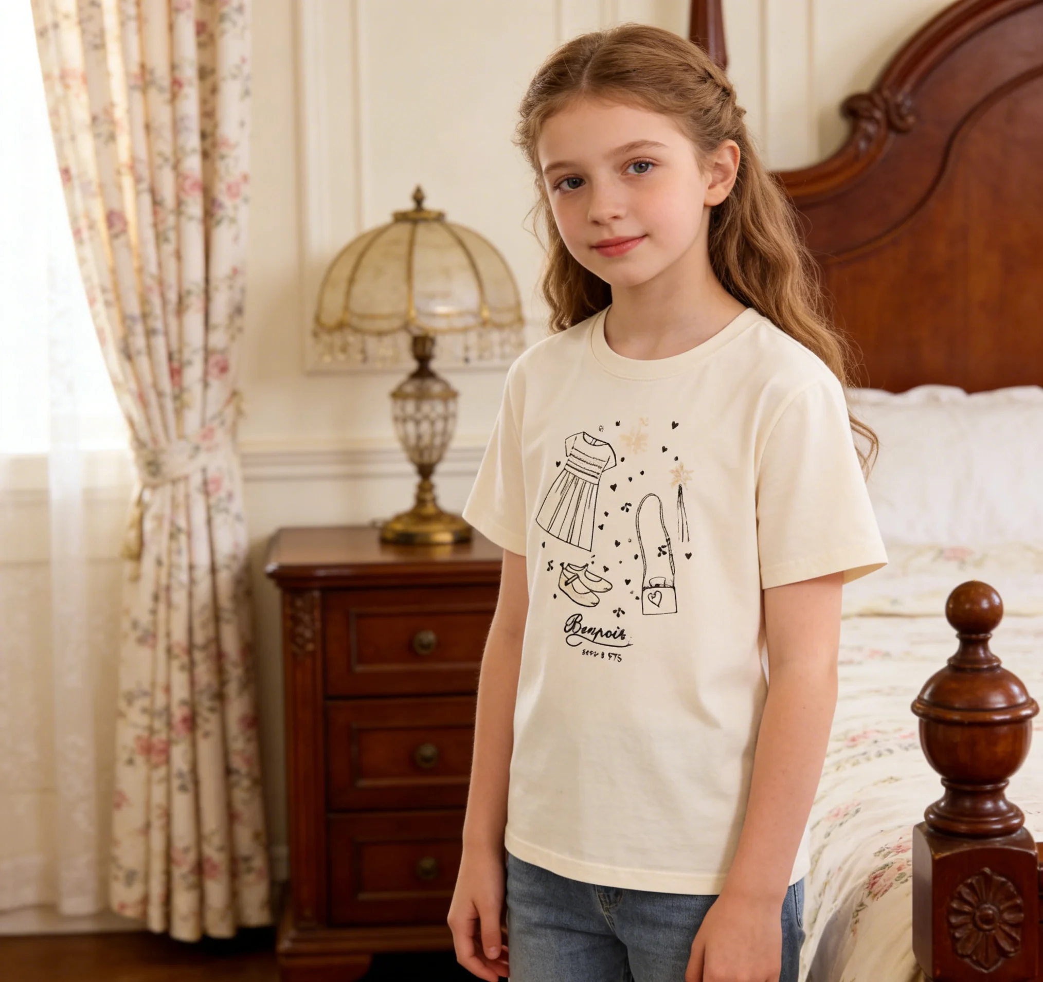 Retro style children's T-shirt, short sleeved pure cotton round neck,boys and girls' tops,summer casual streetwear,fast shipping