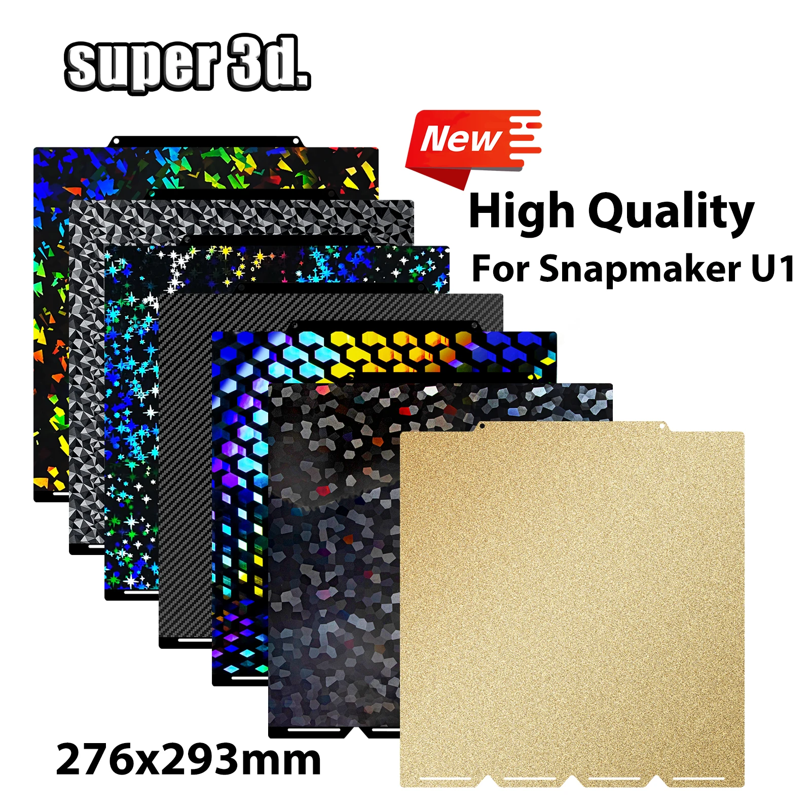 Placa de Impresión para Impresora 3D Snapmaker U1, Lámina de Impresión de Doble Cara, Hotend para PLA/PETG, Superficie de Impresión Lisa de PEO PET para Impresora 3D