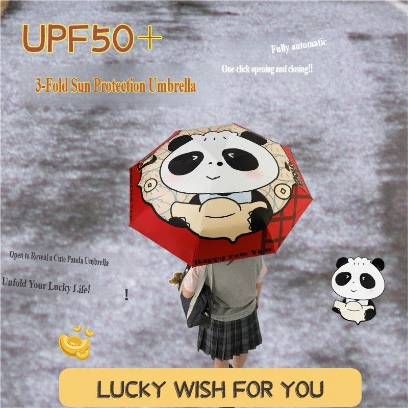 New 3-fold Durable Folding Umbrella, digital printed pattern, high-value appearance, automatic sun-proof umbrella for sun and ra