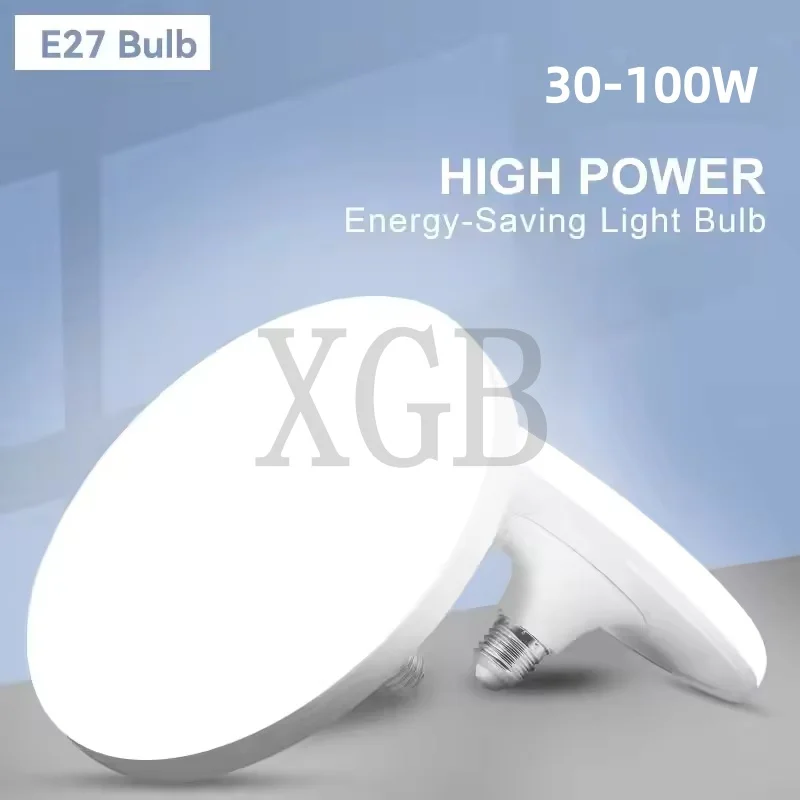 New E27 UFO LED Light Energy Saving LED Lamp Flat LED Light Bulb 30W 40W 50W 60W 80W 100W Pure White For Home Lighting