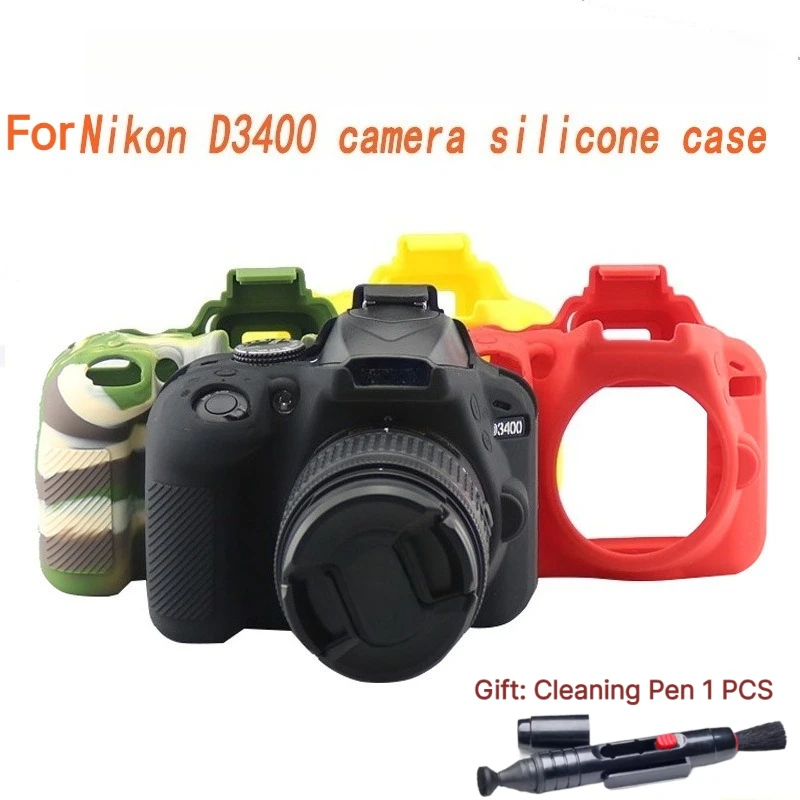 For Nikon D3400 SLR Camera Soft case Rubber Protector Skin D3400 Protective case silicone Cover  Bag +1 PCS Free Cleaning Pen