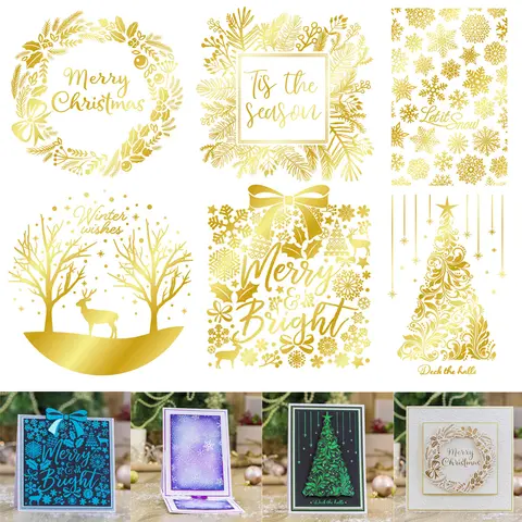 क्रिसमस हॉट फ़ॉइल प्लेट स्नोफ्लेक क्रिसमस ट्री पैटर्न DIY स्क्रैपबुकिंग सजावट पेपर क्राफ्ट एल्बम कार्ड बनाने के लिए 10 best sales गर्म पन्नी प्लेटें - №1