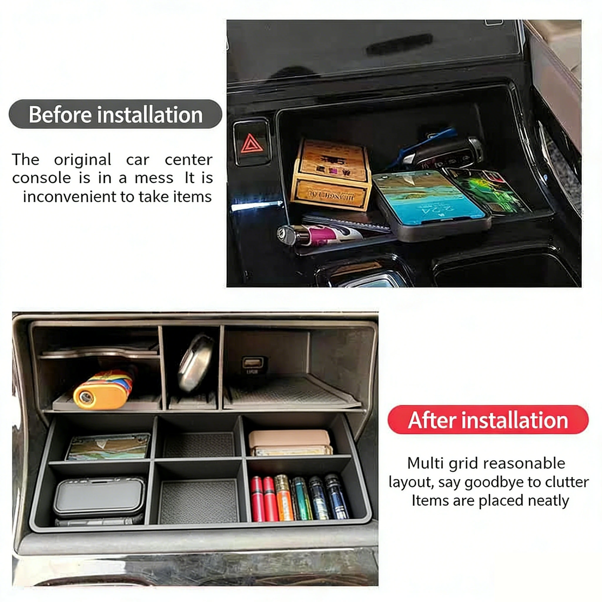 For 21-24 Custo HYUNDAI Center Console Storage Box Kustu Car Modification Storage Compartment Organizer Box