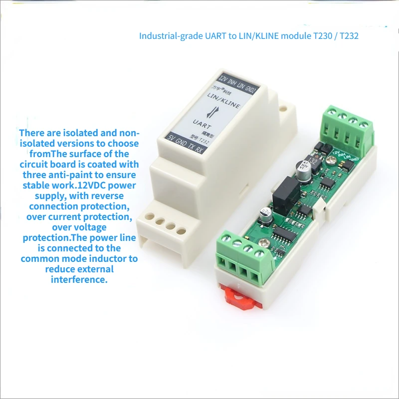 Industrial Grade LIN/KLINE to TTL/UART Half-duplex Two-way Communication Module/isolation/with Shell/T232