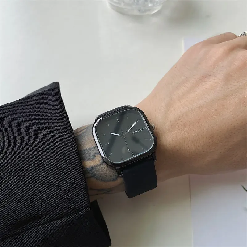 Mode quartz horloge vierkante wijzerplaat lederen heren zakelijk polshorloge zwart wit minimalistische luxe merkhorloges relogios masculino