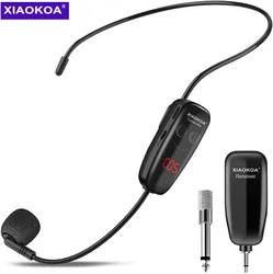 XIAOKOA-Micrófono de cabeza para Fitness, auriculares inalámbricos con micrófono, pantalla LED, rango de 165 pies, para altavoz amplificador