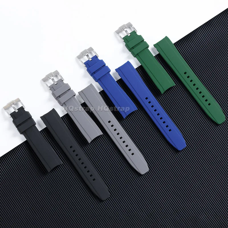 ゴム製時計バンド,湾曲したアークエンド,シリコンストラップ,防水,ソフト,ユニバーサル,オメガ用,ロレックス,スポーツ,20mm, 22mm