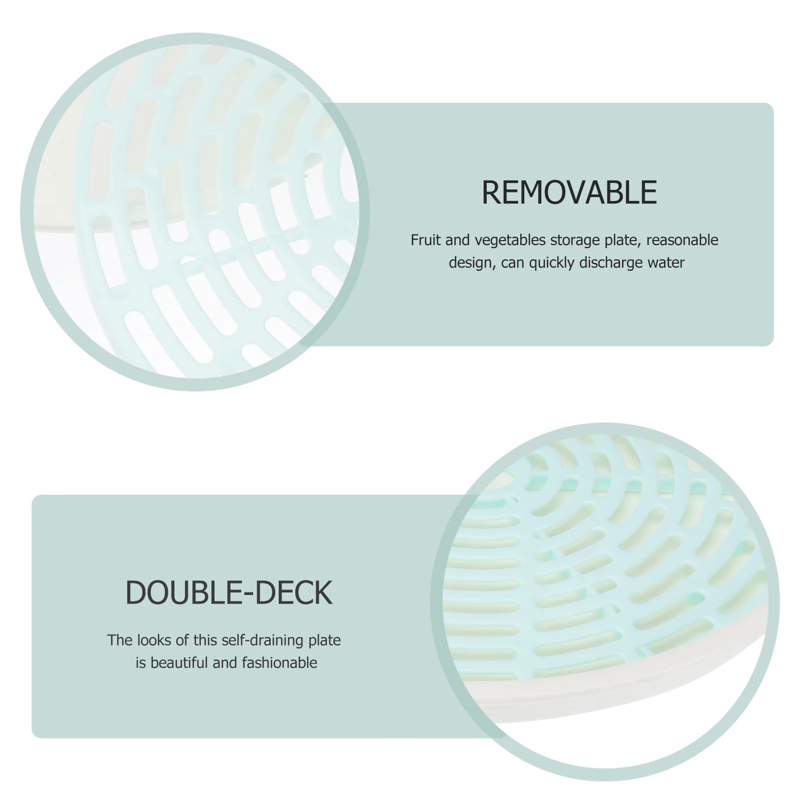 

Self-Draining Fruits Dish Double Layer Colander Kitchen Plate Fruit Vegetable Washing Rack Draining Water Self-Draining Bowl