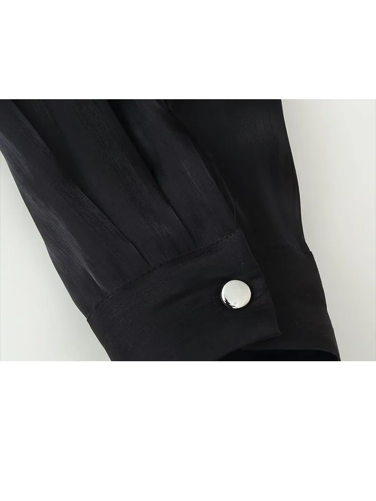 

HH Women's Fashion Versatile 3-Color Lapel Satin Textured High-End Shirt Female Simple Casual Single-breasted Long-Sleeved Shirt