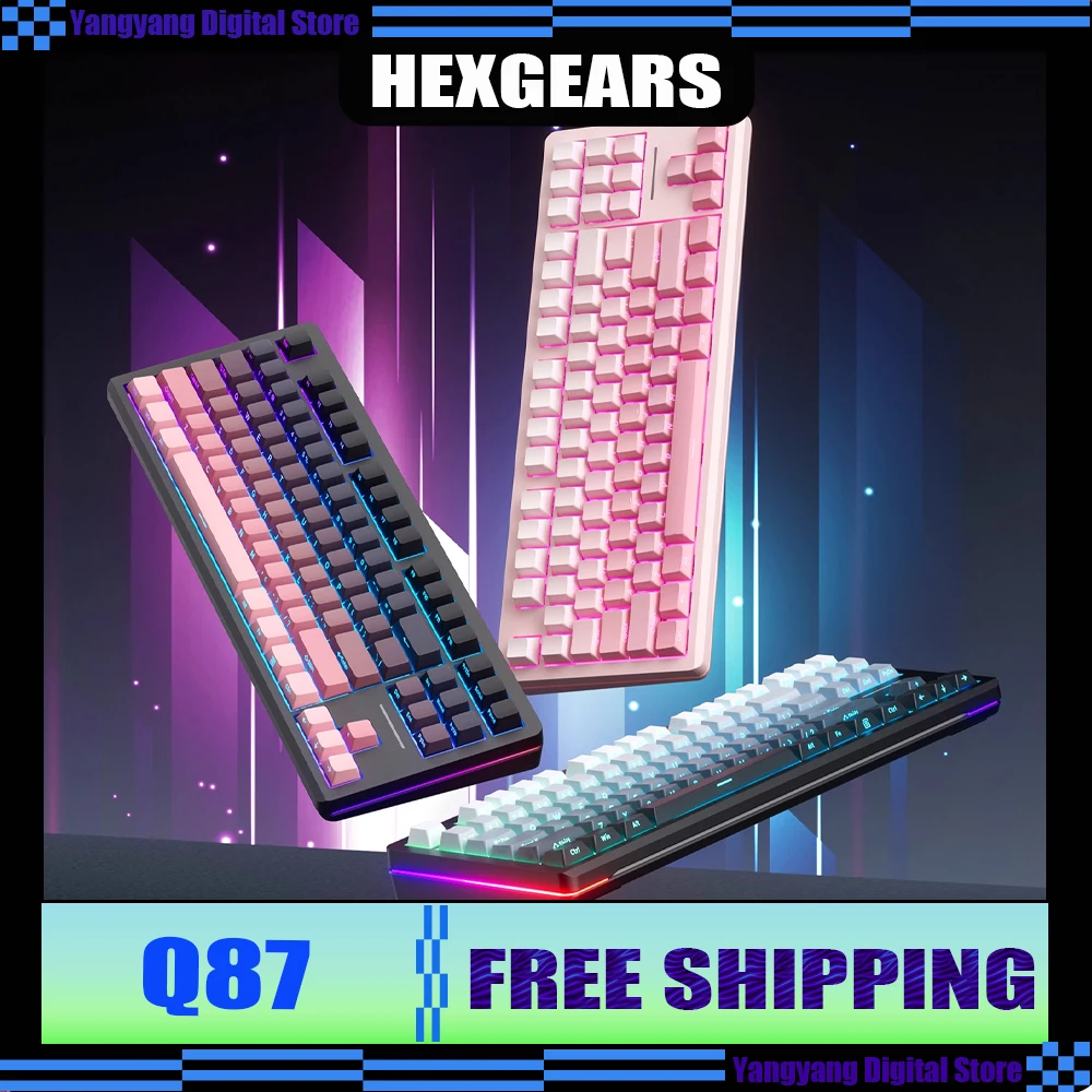 

Hexgears Q87 Mechanical Keyboard Wireless Tri-model Hot Plug RGB E-sports Game Keyboard HiFi Kailh Axis Customized Pc Accessory