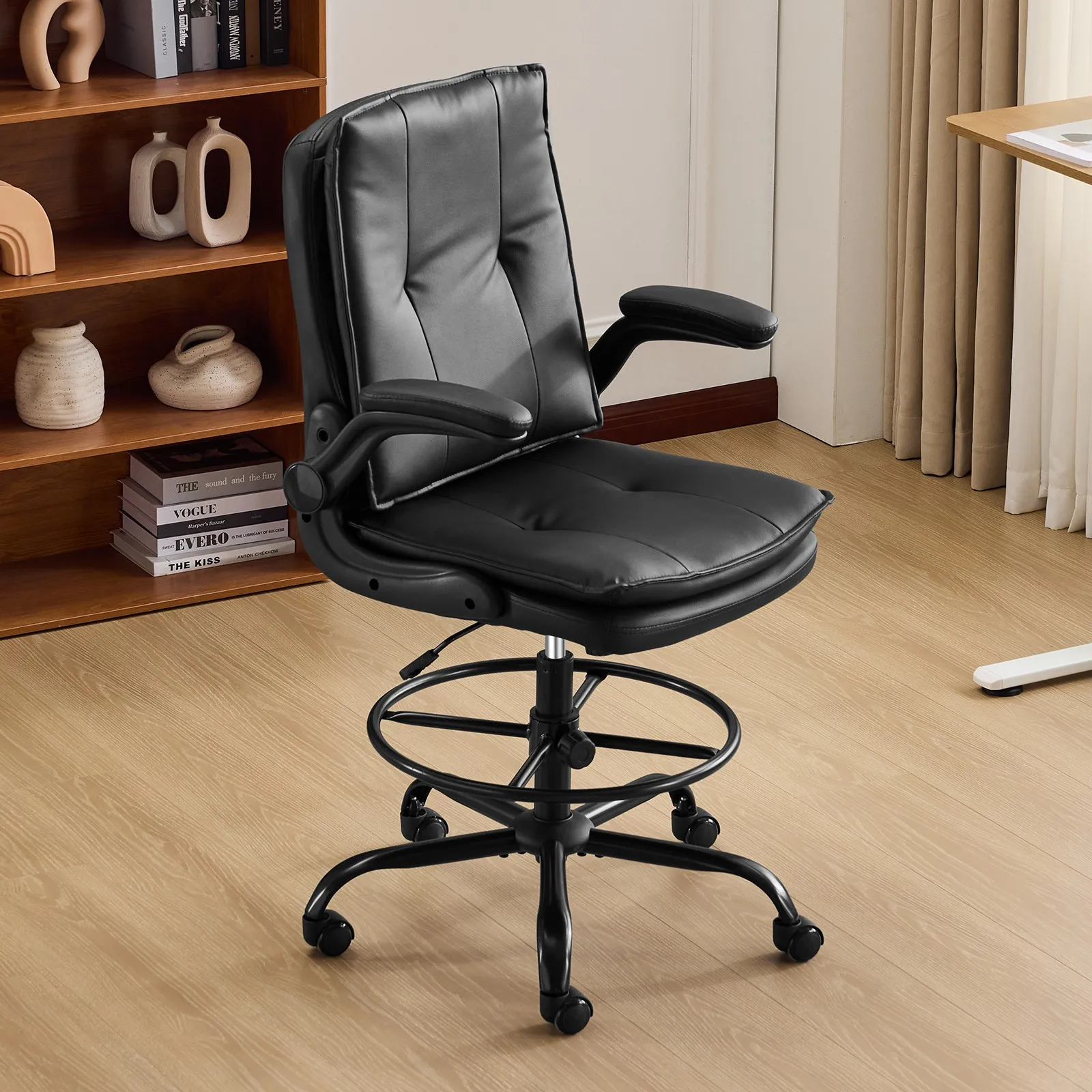 كراسي مكتب مريحة مع دعم قطني للمكتب المنزلي Studio باللون الأسود