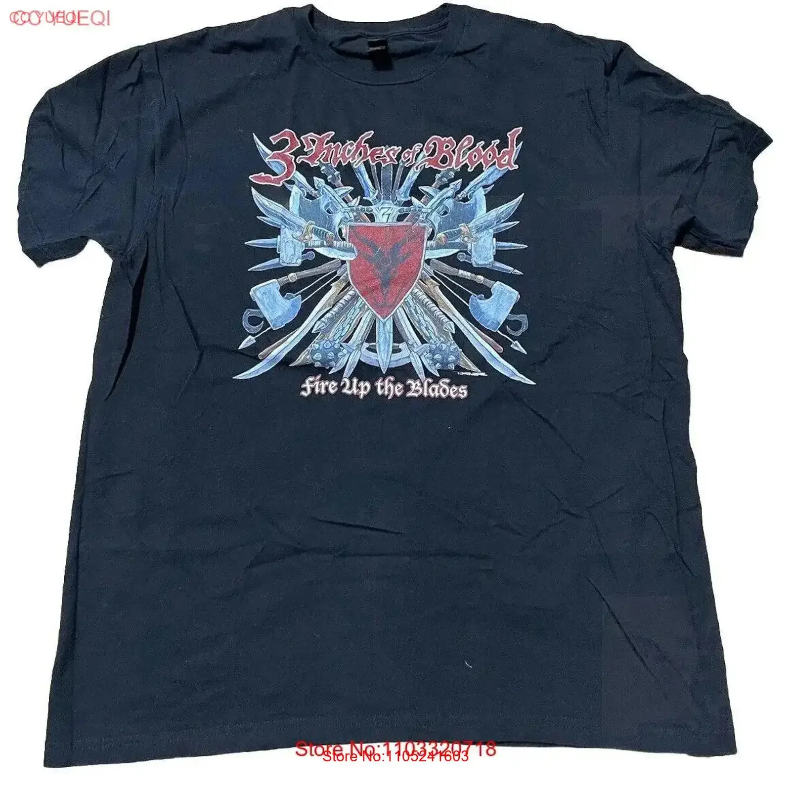 3 Inches of Blood Fire Up The Blades Album Cover T Shirt Blk Never Worn Size XL vintage Washed Breathable Stretched streetwear