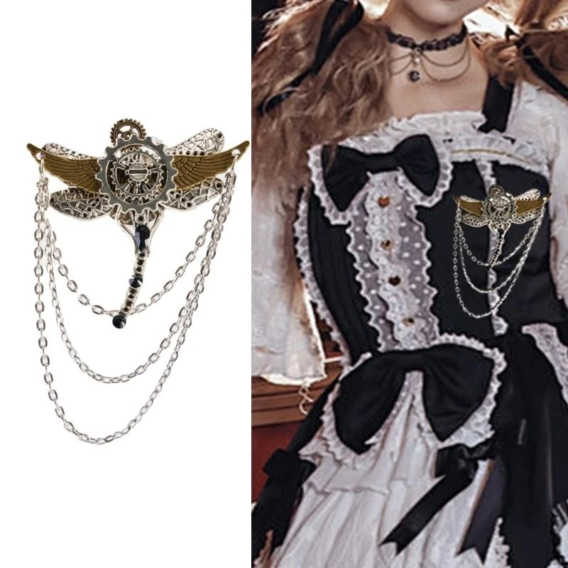 R1WE Masquerades steampunk بروش دبوس لعلاج العتاد الإناث مجوهرات عتيقة