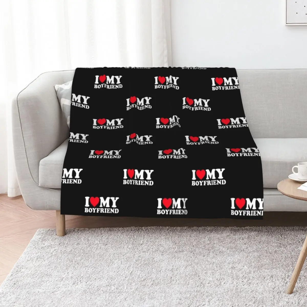 I Love My Boyfriend Shirt I Heart My Boyfriend Shirt BF Throw Blanket cosplay anime Single Luxury Brand Decorative Beds Blankets