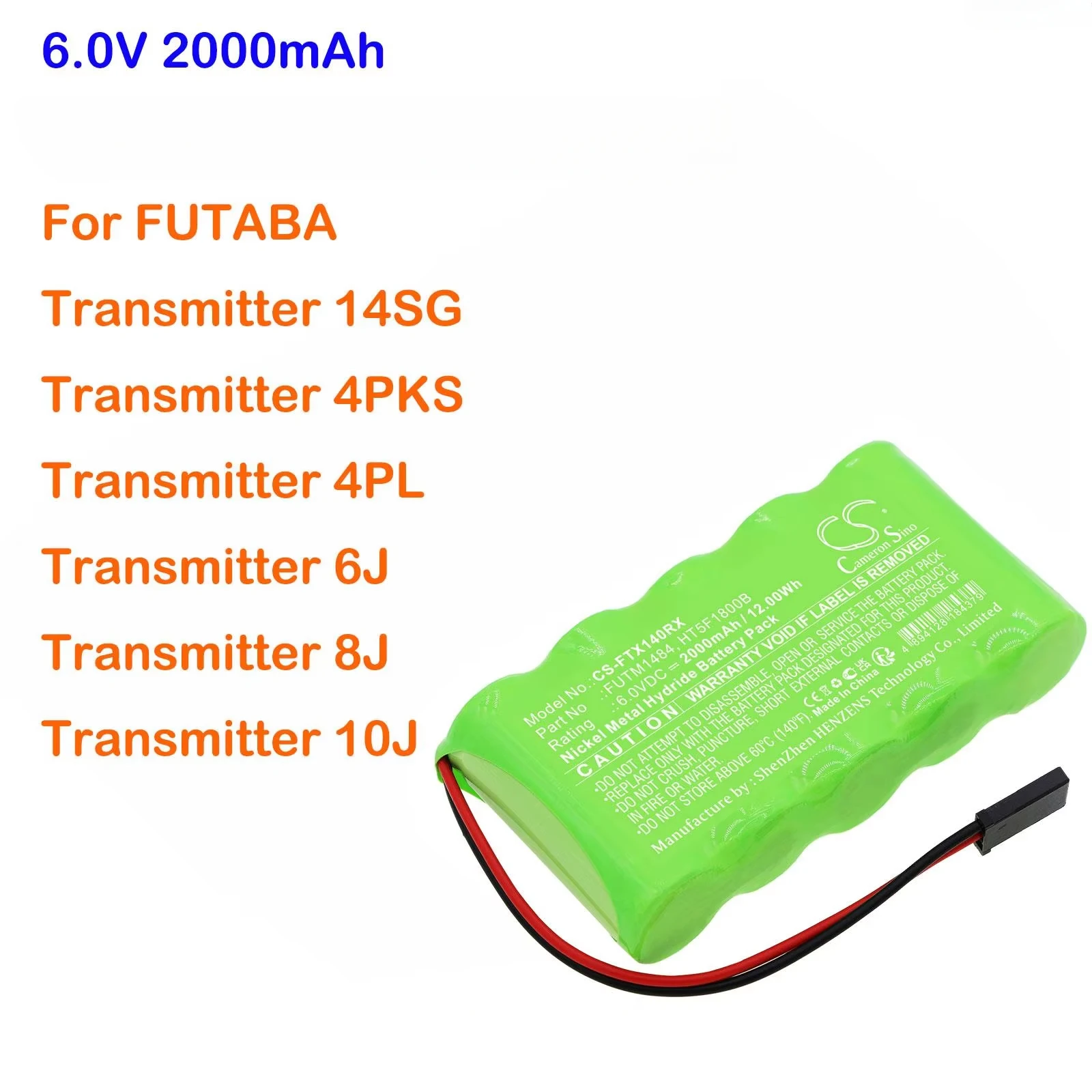 

Cameron Sino 6.0V 2000mAh Remote Controller Battery FUTM1484 HT5F1800B for FUTABA Transmitter 14SG, 4PKS, 4PL, 6J, 8J, 10J +TOOL