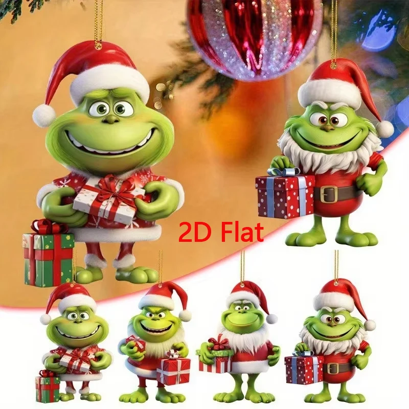 Colgante de 8cm, adorno colgante plano 2D creativo de Navidad, colgantes para árbol de Navidad, colección artesanal, decoración de árbol de fiesta de Navidad, regalo de cumpleaños