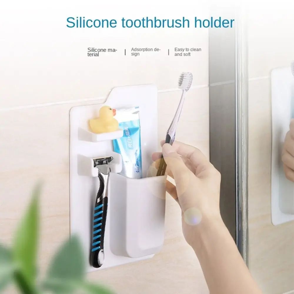 New Silicone Toothbrush Holder 6 Colors Suction Cup Shower Organizer No Glue Required Bathroom Storage Bathroom