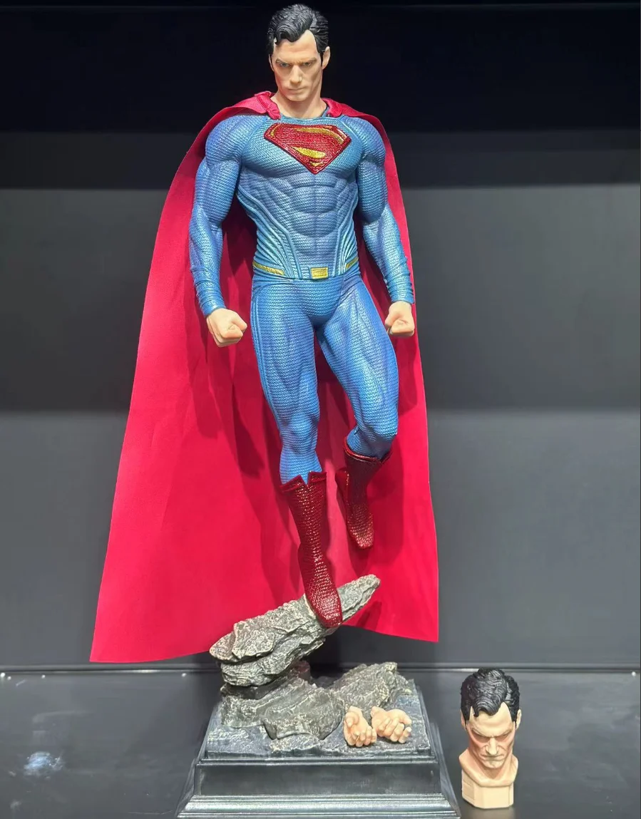 

Justice League Superman Double Head Figure Ornament - DC Super Heroes Clark Henry Glowing Model Statue Collectible Action Figure
