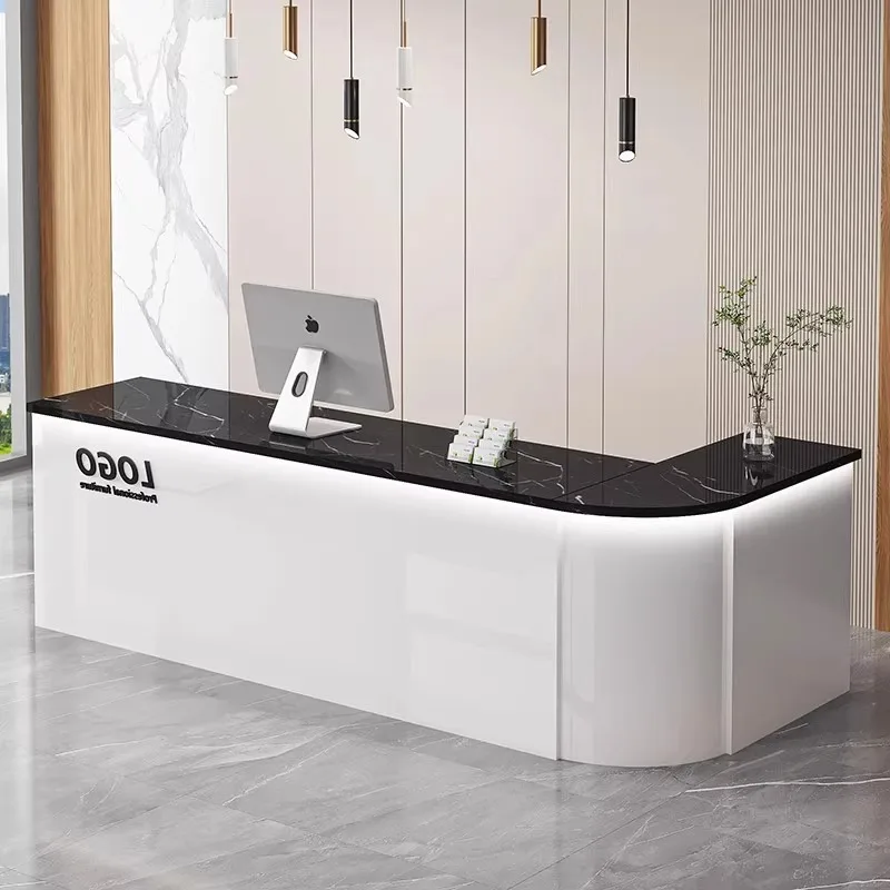 

Storage Black Front Desk Reception Counter Modern Luxury Clinic Reception Desk Beauty Salon Mostrador Recepcion Office Furniture