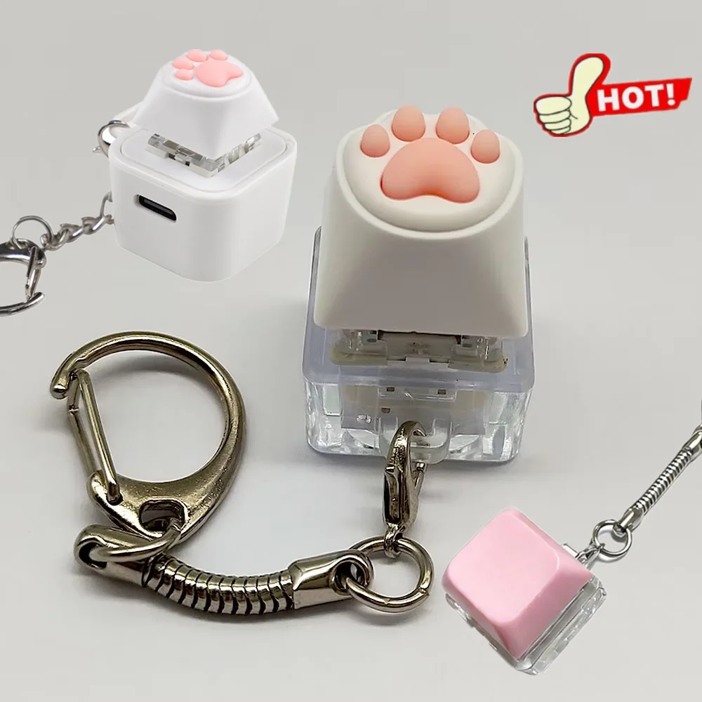 Upgrade Cat Claw Key Chain Key Ring Fingertip Decompression Pressure Toy Keycap Tester Back Bag Pendant Festival Couples Gift