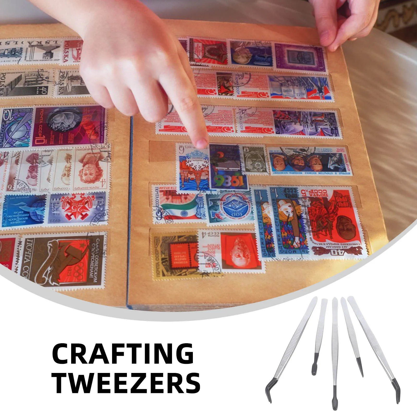 

5Pcs Rubber Tweezers Set Soft Tip for Jewelry Making Stamps Crafts Precision Tweezers Portable Kit for Travel Home Use