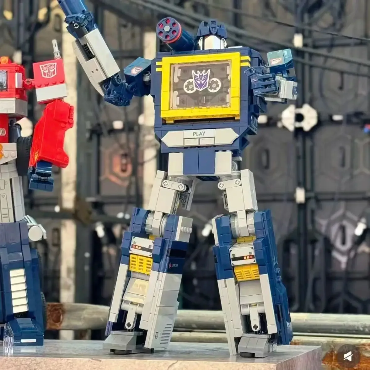 1505 pçs soundwave transformador robô modelo blocos de construção conjunto, azul mech caminhão carro brinquedo, tijolos criativos diy para adultos/crianças, chrom