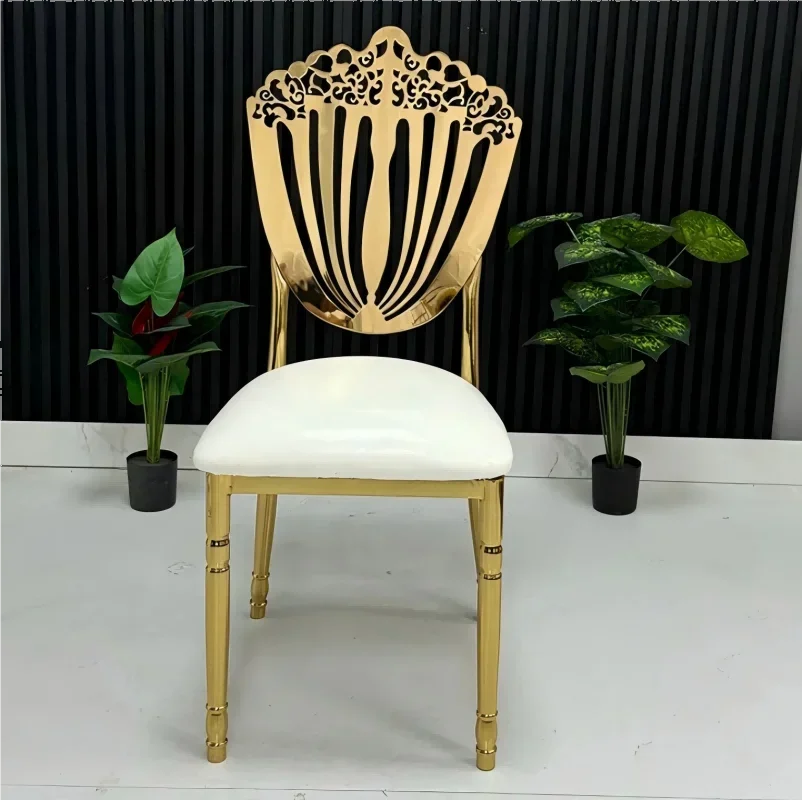 

Stackable banquet wedding metal cushion chair golden chair wedding event furniture outdoor party