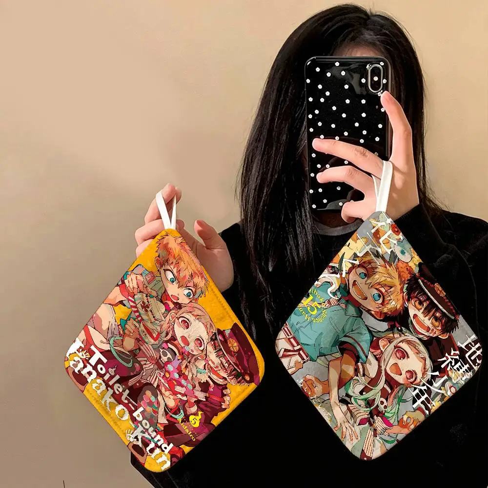 Animation T-Toilet-bound Hanako-kun Polyester Cotton Hanging Kitchen Towel, Soft Hand Wiping Towel, Reusable For Kitchen Home