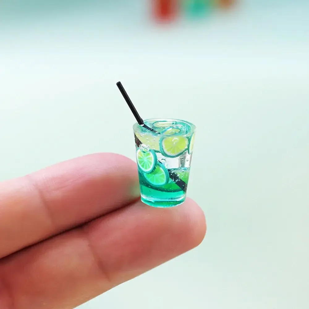 Miniature Fruit Tea Cup Simulation Food Toy Drinks Model Dollhouse Pretend Play Kitchen Tool Model Doll Accessory