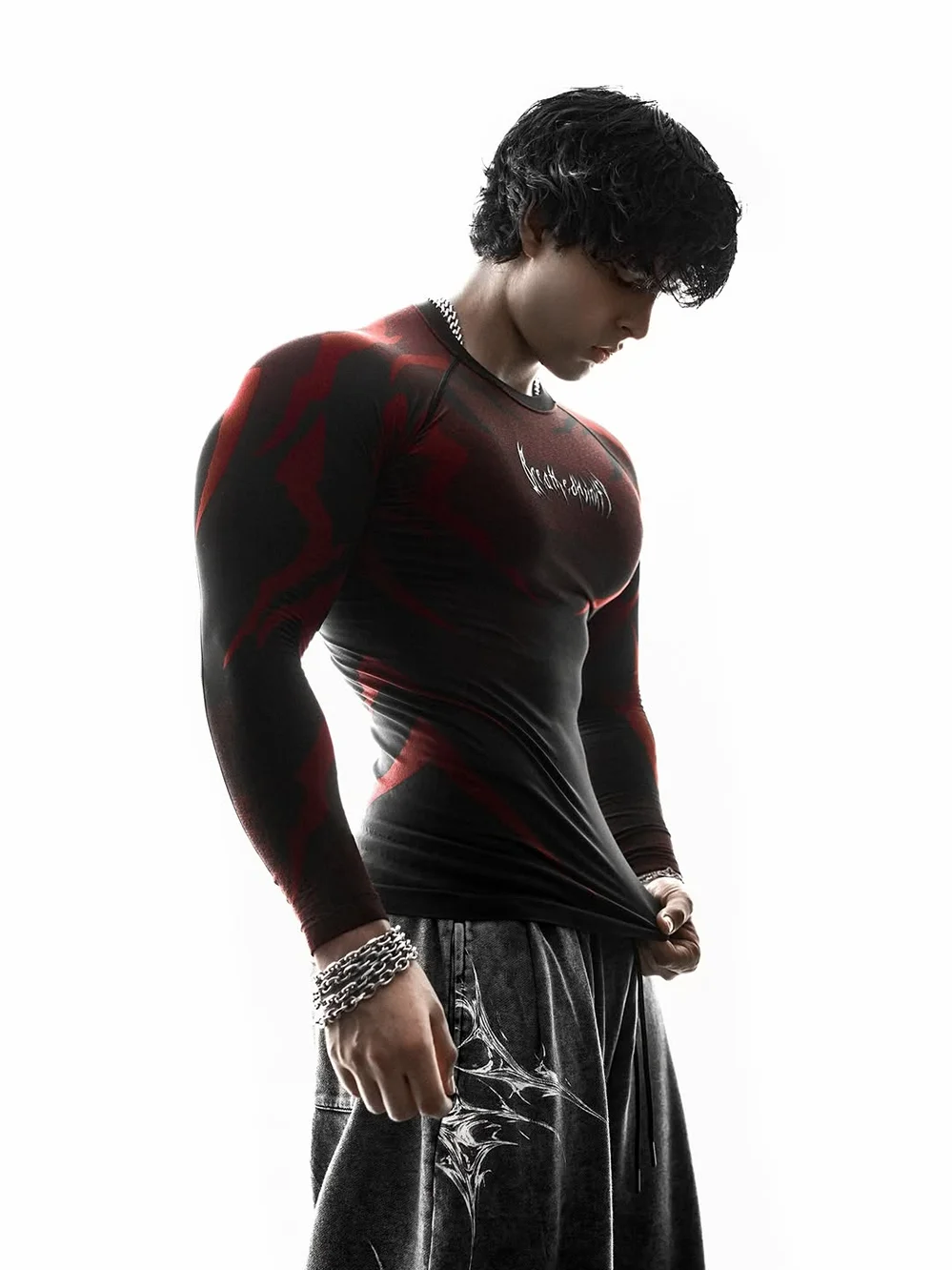 American Style Tight Fit Long Sleeve Training Fitness Men's T-shirt Breathable Quick Dry Muscle Show off Sports Gym Workout Tee