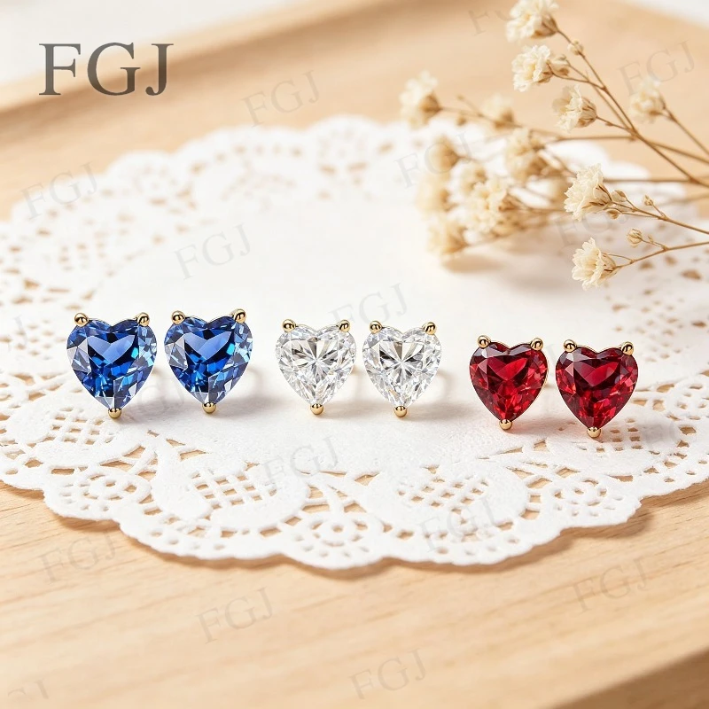 

Серьги из стерлингового серебра 925 пробы с муассанитом, выращенным в лаборатории, в форме сердца, с сертификатом, сверкающие, для свадьбы, ювелирные украшения для женщин