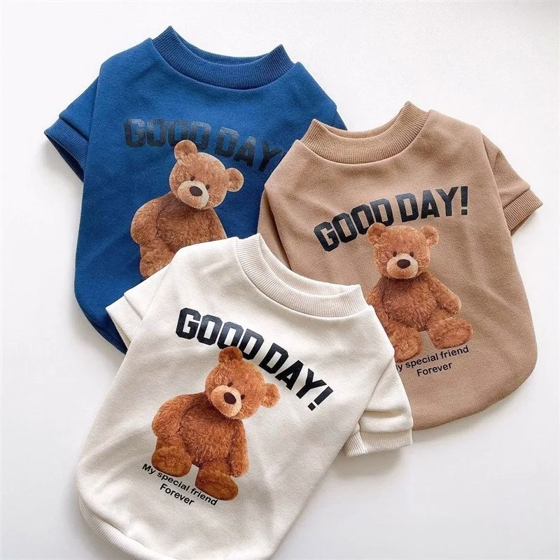 Cute Bear Dog Clothes Winter Pet Clothes Warm Dog Pullover Hoodie Clothes For Small Dogs Chihuahua Teedy Cartoon Bear Clothes