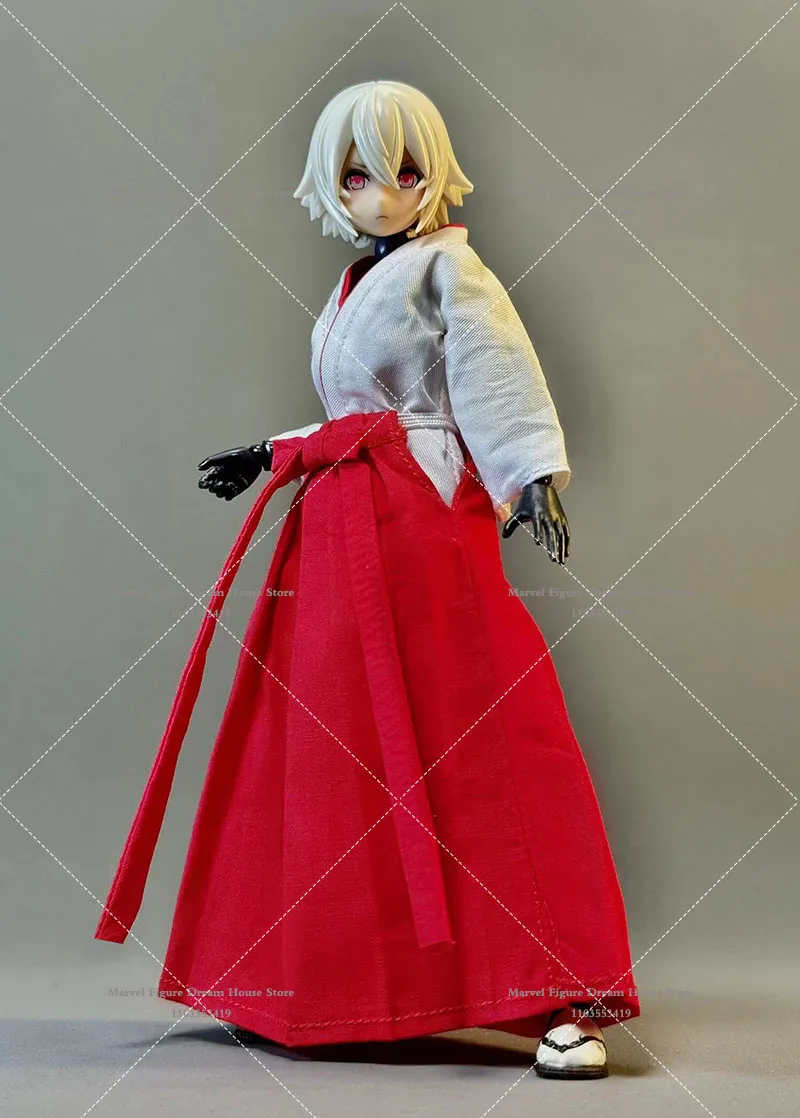 Disfraz de bruja a escala 1/12 para mujer, ropa de Kimono antiguo Chun, camisa, vestido rojo, traje para móvil de Anime de 6 pulgadas, figura de acción para niña