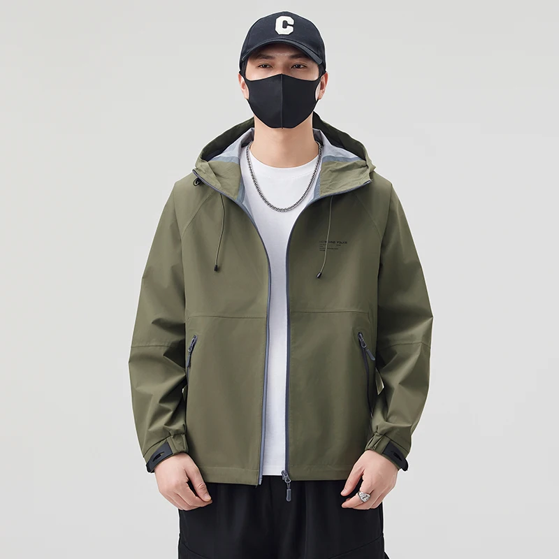 

Модная однотонная свободная мужская толстовка с капюшоном на весну и осень, повседневная спортивная верхняя одежда, универсальная верхняя одежда в трендовом стиле