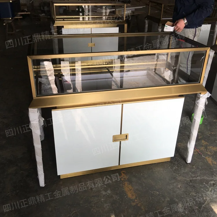 

Shopping mall jewelry display cabinet gold jewelry stainless steel glass display cabinet