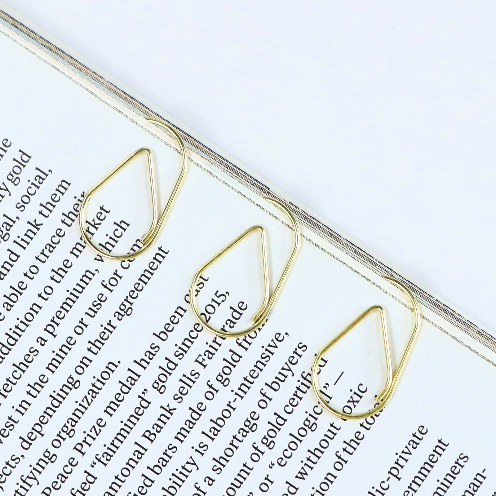 Gold Teardrop Paper Clips Decorative Paperclips Stainless Steel Star Paper Clips Bookmark Stationery Office Home Desk Organizer