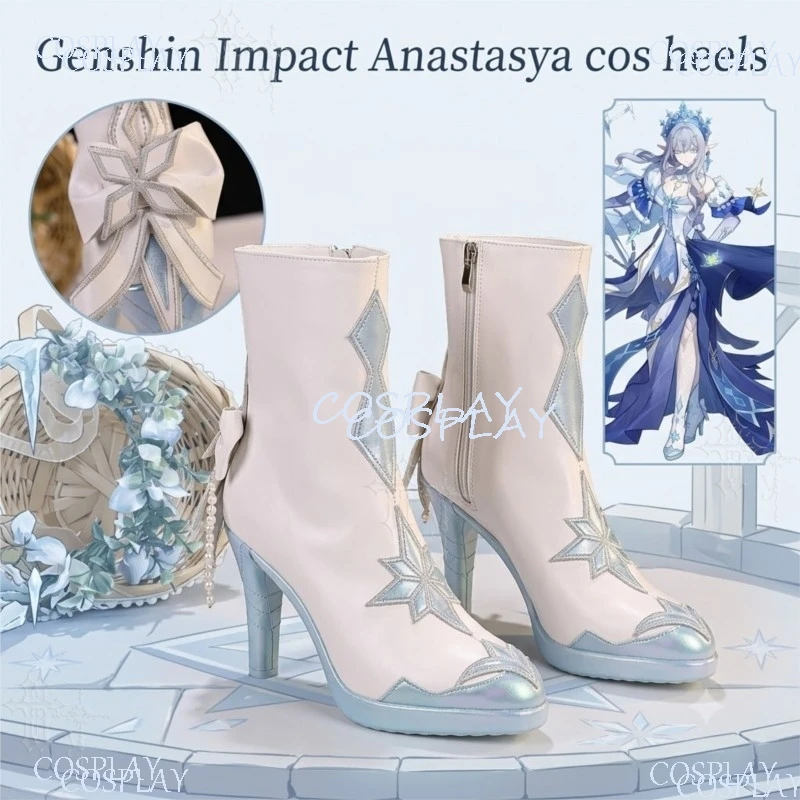 Image of Spiel Genshin Impact Snezhnaya Tsaritsa Anastasya Cosplay Schuhe Damen High Heels Cosplay Schuhe Anime Show Themenparty Halloween