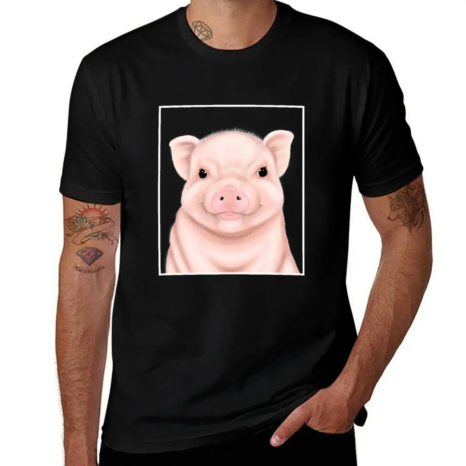 Close up of a pig- cute piglet T-Shirt Plus Size Loose Fit T-Shirt
