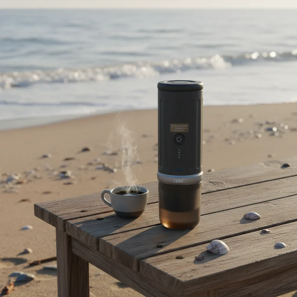 One Click Portable Battery-Powered Espresso Cap sule Coffee Machine Fast-Heating for Travel Outdoor Use with Travel Case