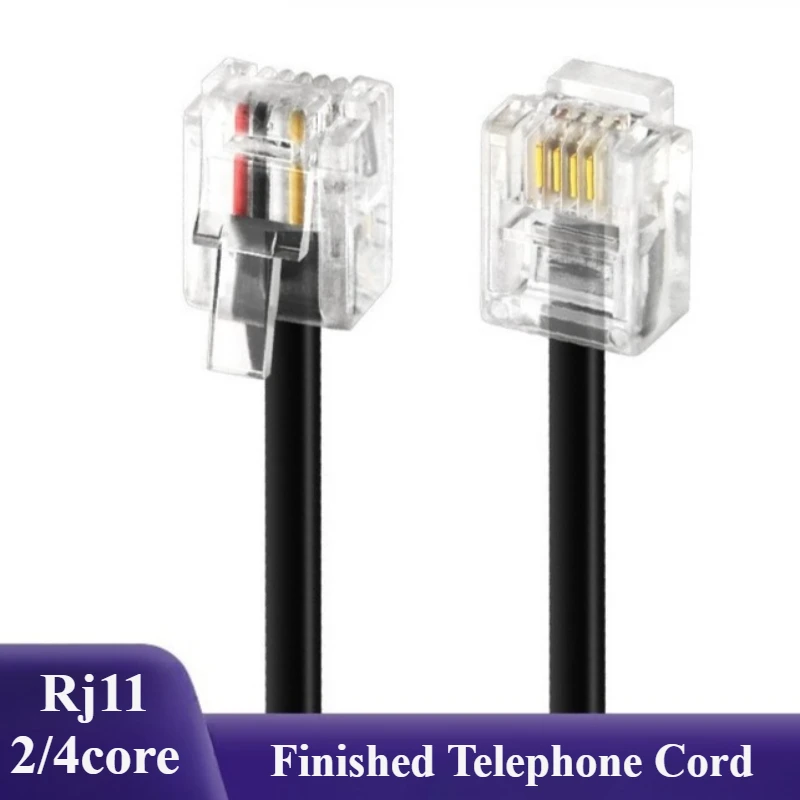 RJ11 6P2C/4C Extension Cable, Pure Copper 2/4-core Flat Telephone Cord With 6P2/4C Long Body Plug