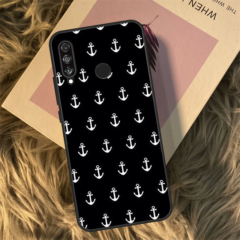 Stripes Anchor Boat Ship Wheel Case For Huawei Honor X9a X7 X8 X9 50 70 P20 P30 P40 Lite Mate 50 P50 Pro Nova 5T P Smart