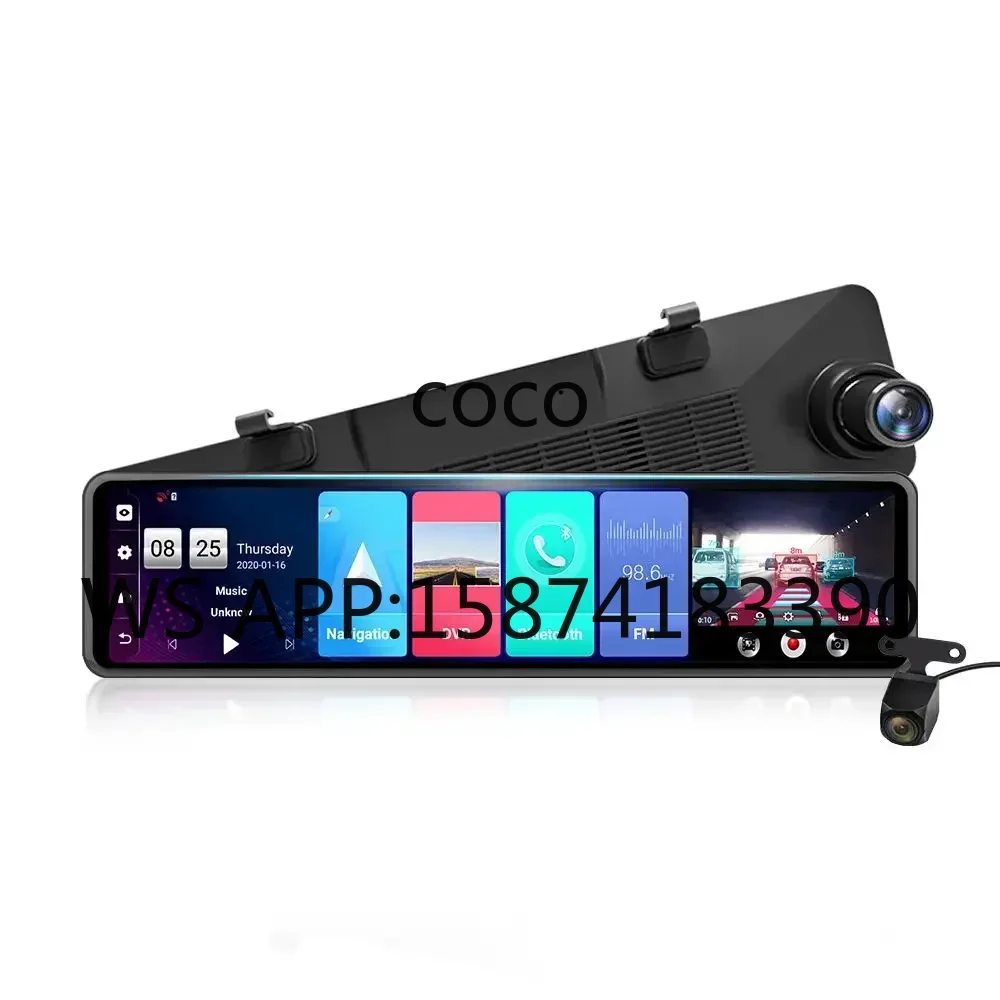 AI Voice Control Triple Screen Car Mirror Camera, Junsun A103 4G Android 8.1 ADAS DVR Dash Cam
