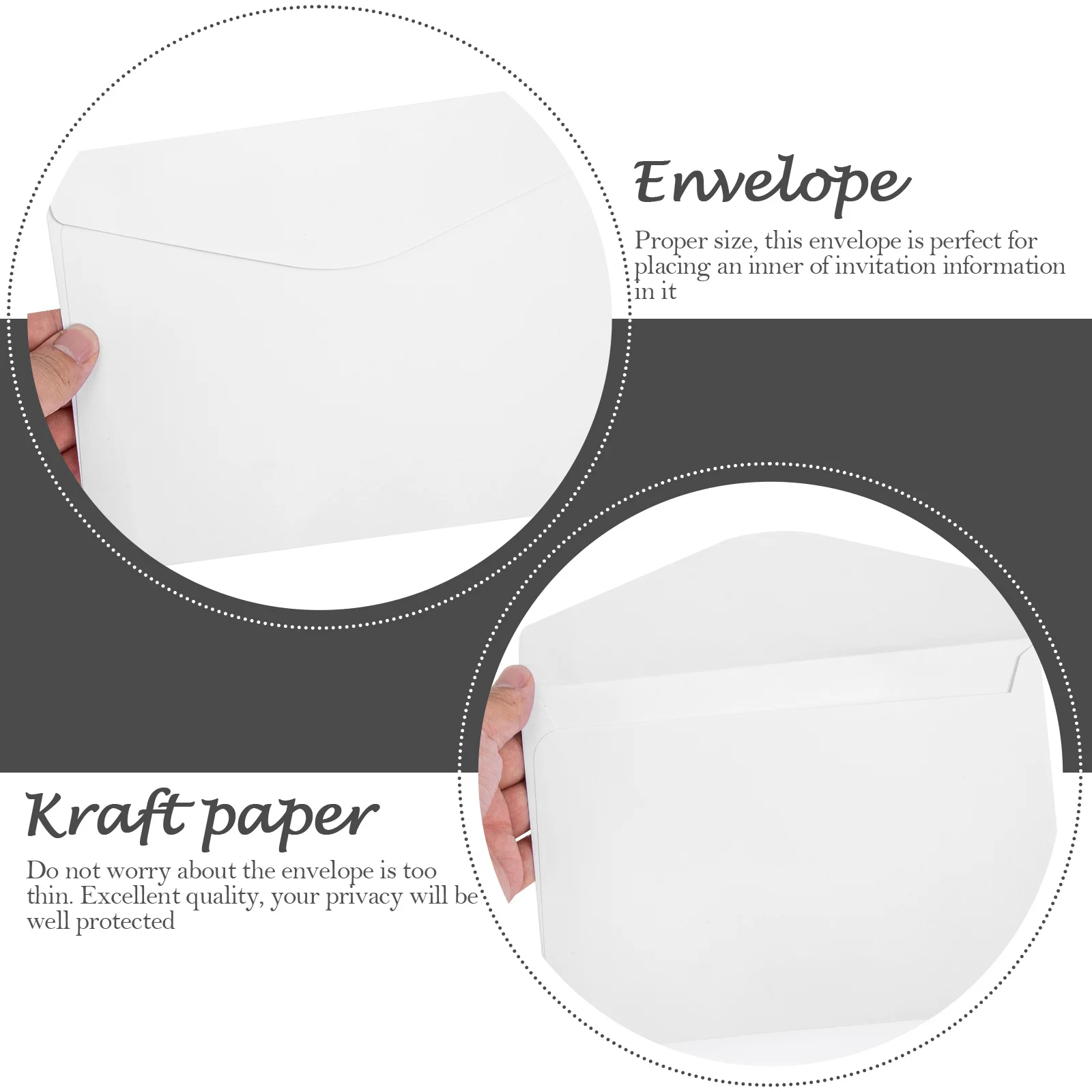 

50Pcs Kraft Paper Invitation Envelopes Wedding Cards Covers Elegant Retro Design Party Invitation Envelopes for 5x7 Cards