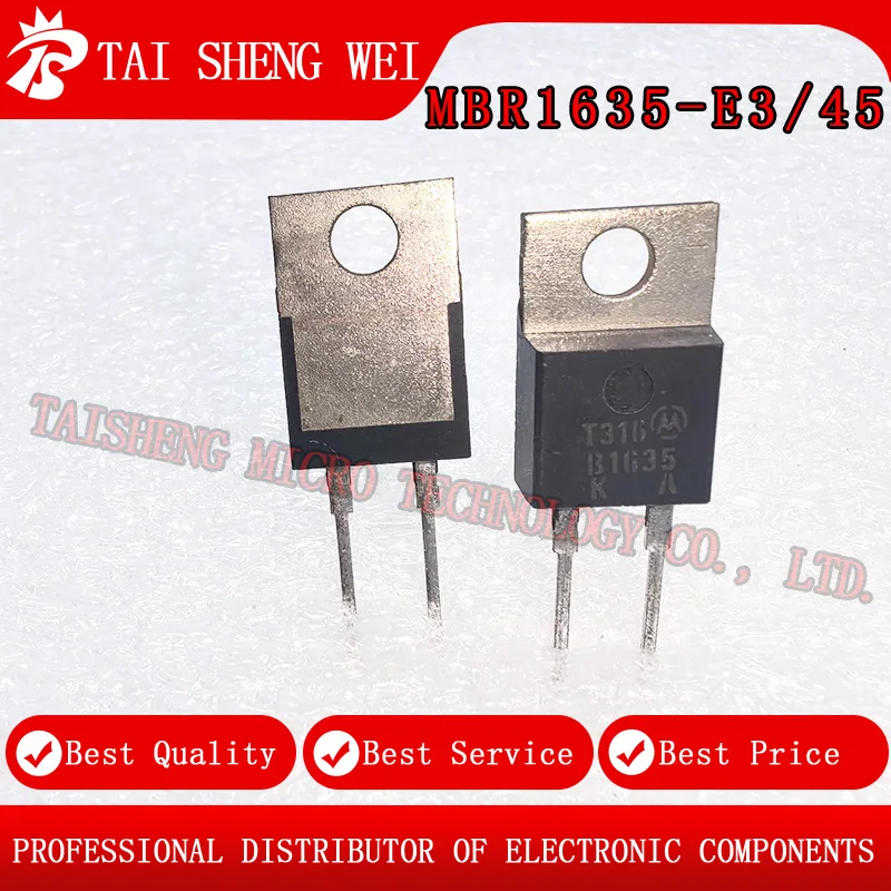 5PCS Brand New Original MBR1635-E3/45 MBR1635-E3 MBR1635 Marking B1635 TO-220AC Schottky Diode